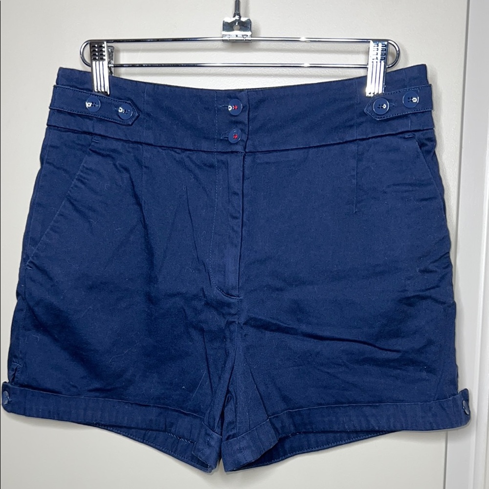H&M Blue High Waist Tailored Shorts - Picture 2 of 7